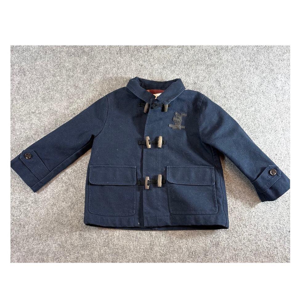Burberry Children Duffle Jacket Coat Baby Boy Blue Toggle Plaid Lined Preppy 18M